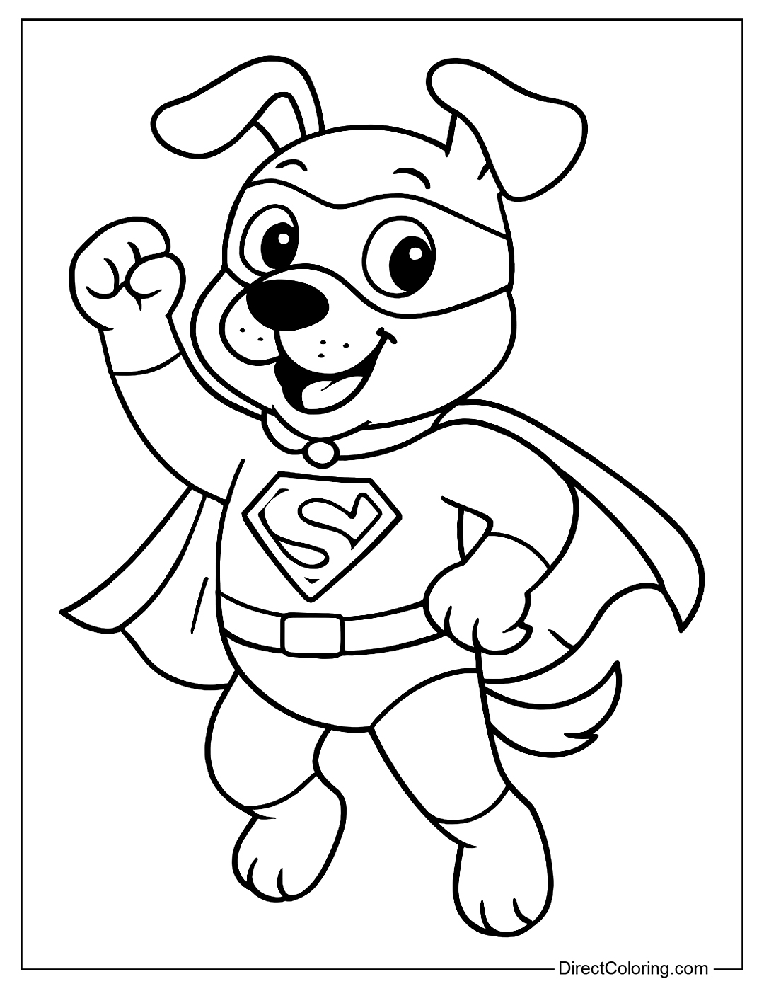 Dog Superhero Coloring Page for Kids